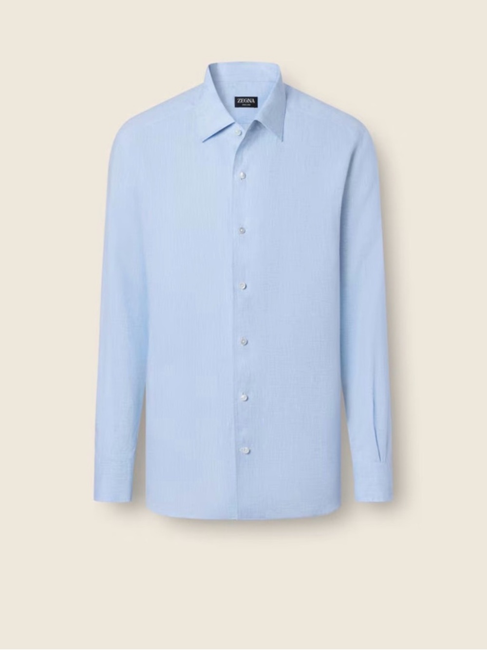 Zegna Luxury Classic Light Blue Long-Sleeve Dress Shirt